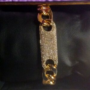 Mens Bracelet in Gold with  Rhinestones